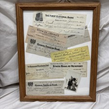 Original 1909-1929 J. Earl Talbots Signed Checks Framed with Photos Lot Of 8 picture