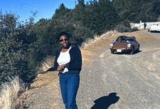 Orig 1972 Slide Porsche 911 Brown Sports Car Woman Scenic Roadside H39 picture