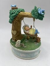 Enesco 1987 Woodland Babies Rock-A-Bye Baby Action Musical Figurine #552887 picture