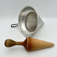 Vintage Wear-Ever #8 Food Mill Ricer Strainer Sieve Colander with Wooden Pestle picture
