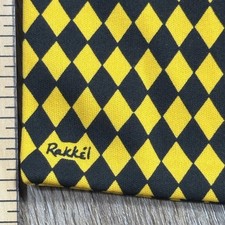 Vtg Rakkei Rama World Geometric Checkered Flight Scarf Yellow Black USA 41.5” picture