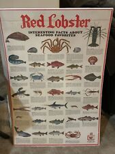 VINTAGE Red Lobster Interesting Facts About Seafood Favorites Poster & Guide picture