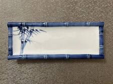Vintage Japanese Blue and White Rectangular Dish With Bamboo Border picture