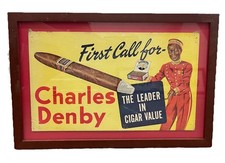Vintage Charles Denby Cigar Advertising Sign Framed Tobacco Store Display picture
