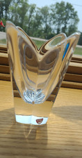 Orrefors Sweden Lead Crystal Vase Vintage Signed Scalloped Lotus 6