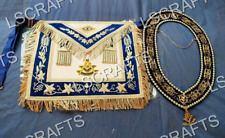 MASONIC PAST MASTER APRON & CHAIN COLLAR and JEWEL BLUE VELVET picture
