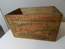 ANTIQUE  1908 PETER'S CARTRIDGE COMPANY - SMALL ARMS AMMUNITION WOODEN BOX picture