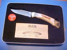 UNUSED CUSTOM BUCK 112 KNIFE FOUNDERS EDITION SUPER FAT STAG SHEATH TIN STAND picture