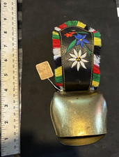 Vintage Swiss Appenzell Cowbell Sennengurt Leather Strap Brass picture