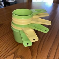 Vtg Tupperware Measuring Cups Set of 6 Flat Gr & Ye Retro 1/4 to 1 cup  picture
