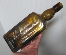 Vintage Salzman Co. Liquor Bottle-Twiated Neck-Rare Olive Amber-NICE-L@@K picture