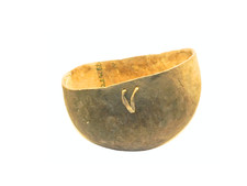 VINTAGE TURKANA KENYA CARVED WOOD MILK BOWL COPPER WIRE REPAIRS 11.5