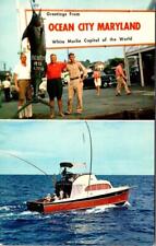 Ocean City MD Maryland FISHERMEN~227lb Blue Marlin BOLO JR Fishing Boat Postcard picture