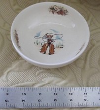 c1950s Homer Laughlin Rhythm Western Ranch Bunkhouse Cowboy Bowl 5.25