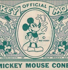 Vintage Disney MICKEY MOUSE CONES Dollar GREEN circa 1933 picture