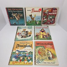 Vintage Little Golden Books Lot 7 Disney Bambi Pooh Rudolph Snow White Donald Du picture