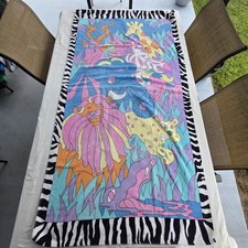 VTG 1992 Martex Safari Animal Beach Towel 60x31 Zebra Lion Giraffe Jungle 90s picture