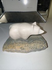 Vtg Mid Century Hoselton Polar Bear Sculpture Signed Marble Base Modernist BC picture
