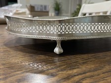 Vintage English Silver Plated Butler Tray Pierced Gallery 16