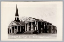 RPPC First Baptist Church, Delhi LA Louisiana Real Photo Postcard picture