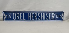Vintage Orel Hershiser Drive #55 Blue Metal Street Sign Los Angeles Dodgers Deco picture