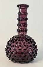 Vintage Purple Hobnail Decanter Amethyst Genie Bottle Art Glass 7.25