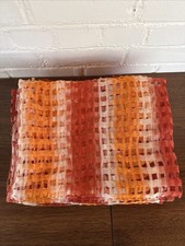 4 PC VTG MCM Mod Textured Curtains Orange Mesh Open Weave 4 Panels 51x44.50” Red picture