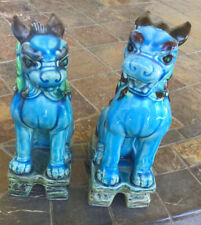 vintage pair of foo dogs from Andrea by Sadek Japan blue numbered w foil sticker picture
