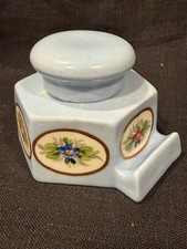 Vintage Blue Portuguese Vista Alegre Porcelain Inkwell Hand Painted Pristine picture