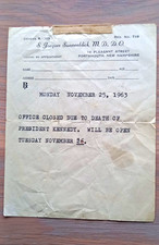 JFK assassination - notice of office closure, Monday 25 November 1963. picture