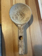 Vintage 1983 Icelandic Folk Art Wooden Ladle Spoon Signed E.H. Ísland Nordic picture