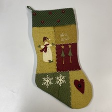 Christmas Stocking Embroidered Quilted Let It Snow Kohl’s Patchwork Snowman Tree picture