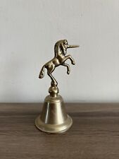 Vintage Brass Unicorn Bell With Clapper 80s 50 Tall Retro Girls Room picture
