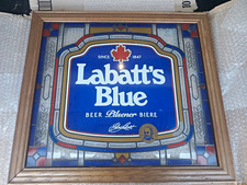 Stained Glass Labatt Blue Wood Framed Sign picture