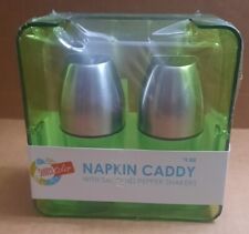 Napkin Caddy Green Acrylic with Matching Salt & Pepper Shakers picture