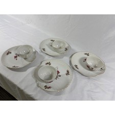 Vintage Japan 31/10 A Porcelain Rose Snack Set 4 Cups 4 Scalloped Plates Gold picture