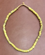 Antique Yellow Glass Trade Bead Strand Hebron Kano Style Raffia Cord picture