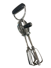 Vintage EKCO BEST Egg Beater Hand Crank Rotary Mixer Stainless Steel Black USA picture