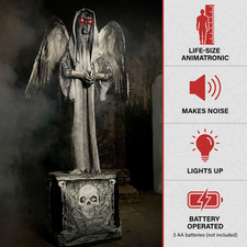 Haunted Hill Farm Life size Animatronic Haunted Angel Statue W/ Lights and Sound picture