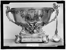 U.S.S. Idaho Silver Service 1900s Eagle Trophy Naval Presentation Bowl picture