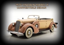 1936 Lincoln Model K Convertible Sedan in Tan NEW Metal Sign: 12x16