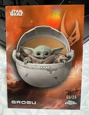 2025 Topps Chrome Star Wars Grogu /25 Orange Refractor SP The Child Mandalorian picture