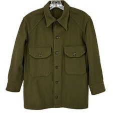 Vintage 50s Korean War Field Jacket Olive CPO Shirt Medium Wool Shacket picture