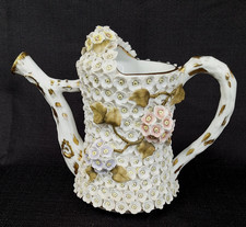 Meissen-Style Schneeballen Snowball Applied Flowers Mint Watering Pitcher picture