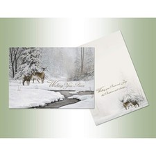 Lux Press Group LPG Greetings Two Deer Near Stream in Winter Box of 14 Glitter picture