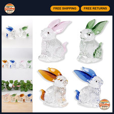 4 Pcs Crystal Glass Bunny Figurines - Easter Rabbit Decor, Spring Centerpieces picture