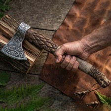 Hand Forged Viking Axe, High Carbon Steel Hatchet, Handmade Wood Handle picture