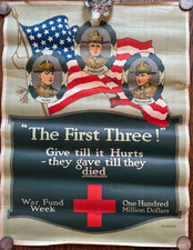 Original WWI US Red Cross Poster - The First Three - Kidder picture