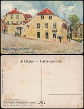 Postcard Wenden Cēsis corner of Rigaschen and Wallstrasse 1928 Latvia Latvijas picture