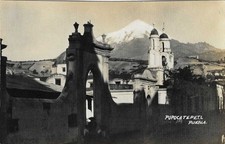 RPPC Popocatépetl volcano from Chalchicomula de Sesma (now Ciudad Ciudad Serdán) picture